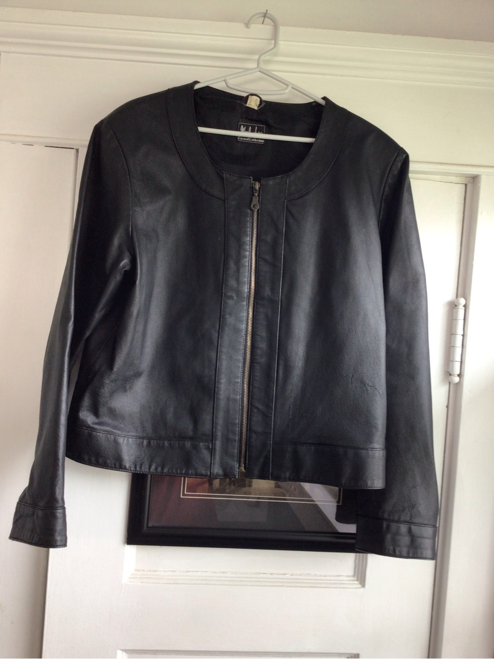 Minimalist Black Leather Zip Jacket by